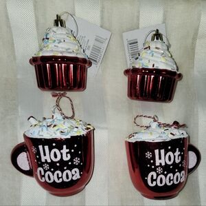 Red Hot Cocoa and Cupcake Ornaments